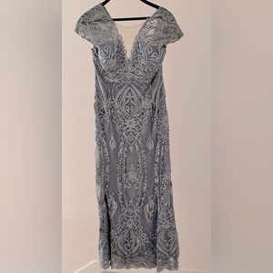 Jade Couture Silver/Gray Ling gown
